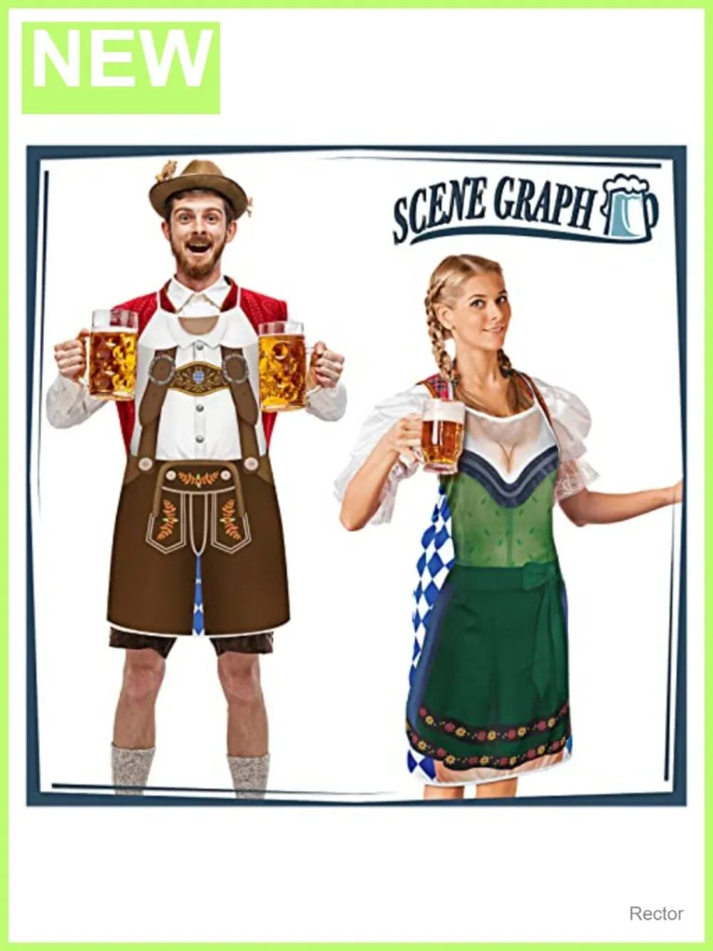 2pc Oktoberfest Aprons Polyester Adjustable German Costume for Cooking BBQ Party